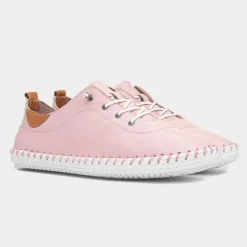 Lunar St Ives Womens Baby Pink Leather Casual Shoe