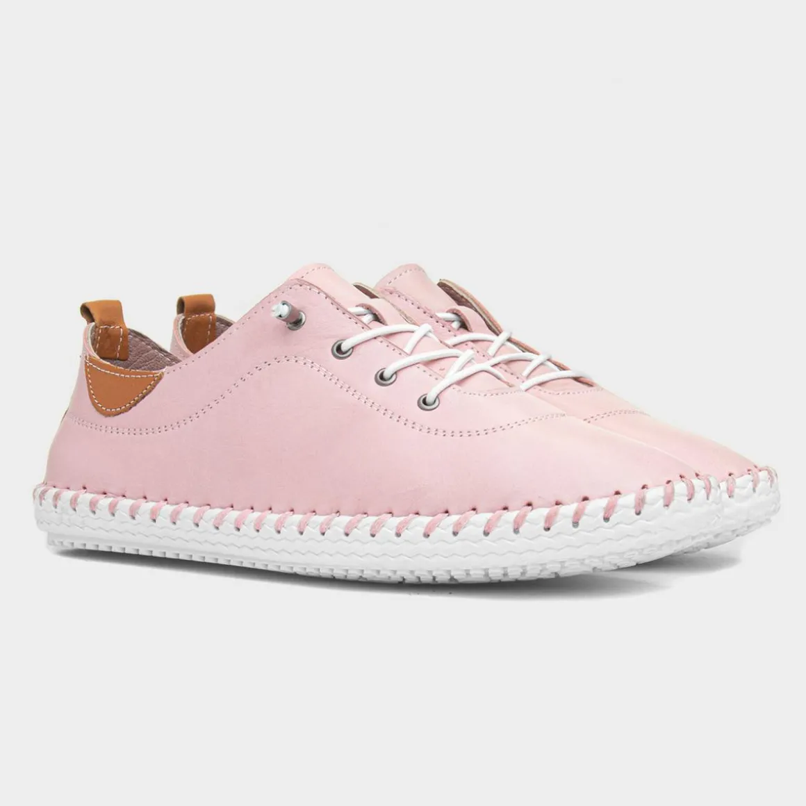 Lunar St Ives Womens Baby Pink Leather Casual Shoe