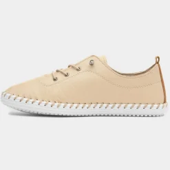 Lunar St. Ives Womens Beige Leather Casual Shoe