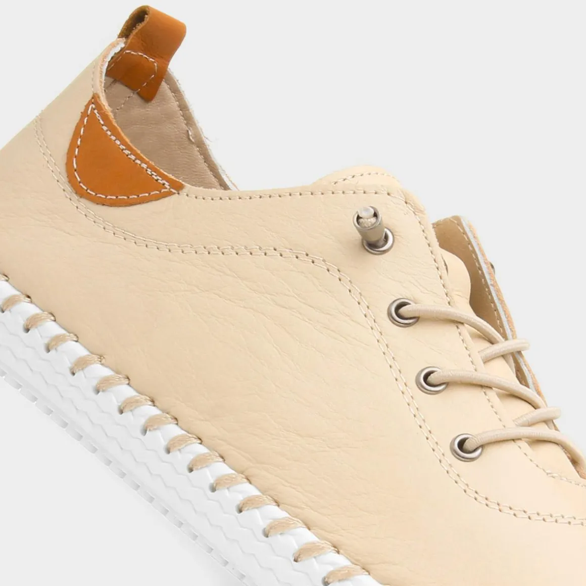 Lunar St. Ives Womens Beige Leather Casual Shoe