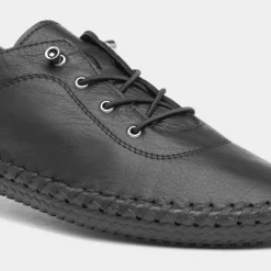 Lunar St Ives Womens Black Leather Casual Shoe