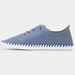 Lunar St Ives Womens Blue Leather Casual Shoe