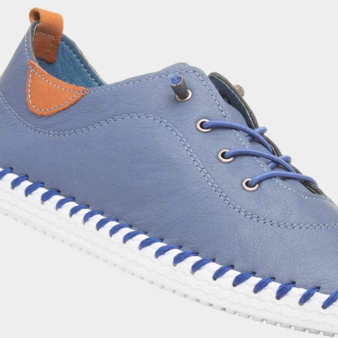 Lunar St Ives Womens Blue Leather Casual Shoe