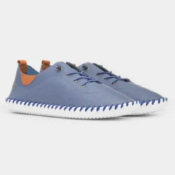 Lunar St Ives Womens Blue Leather Casual Shoe