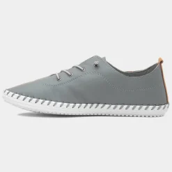 Lunar St Ives Womens Grey Leather Casual Shoe