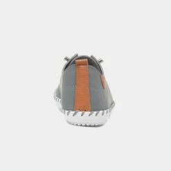 Lunar St Ives Womens Grey Leather Casual Shoe