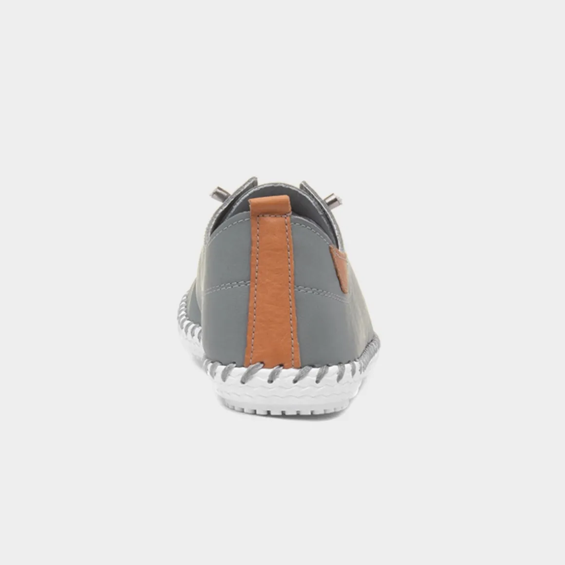 Lunar St Ives Womens Grey Leather Casual Shoe