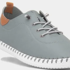 Lunar St Ives Womens Grey Leather Casual Shoe