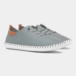 Lunar St Ives Womens Grey Leather Casual Shoe