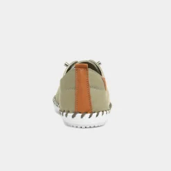 Lunar St Ives Womens Khaki Leather Casual Shoe