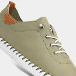 Lunar St Ives Womens Khaki Leather Casual Shoe