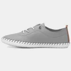 Lunar St Ives Womens Light Grey Leather Shoe