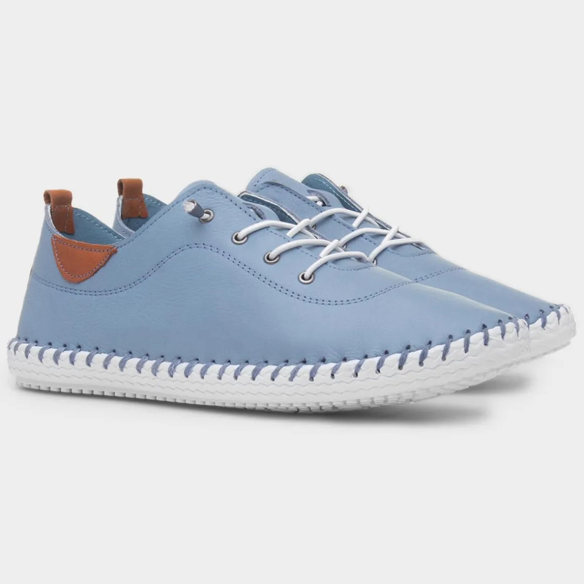 Lunar St Ives Womens Light Blue Leather Shoe
