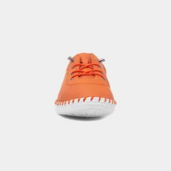 Lunar St Ives Womens Orange Leather Casual Shoe