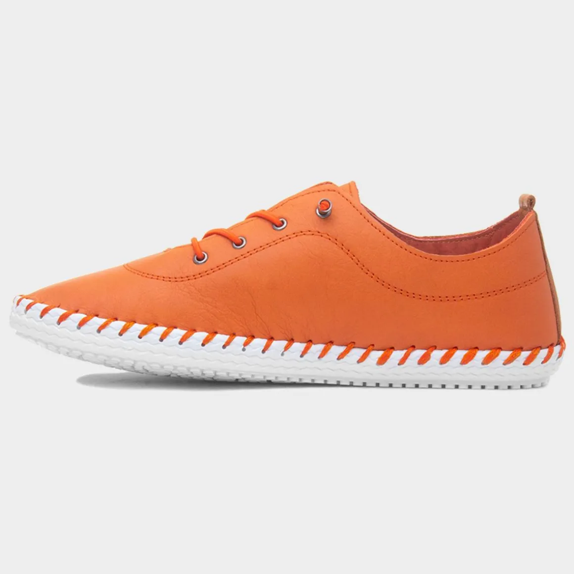 Lunar St Ives Womens Orange Leather Casual Shoe