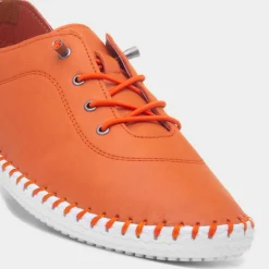 Lunar St Ives Womens Orange Leather Casual Shoe