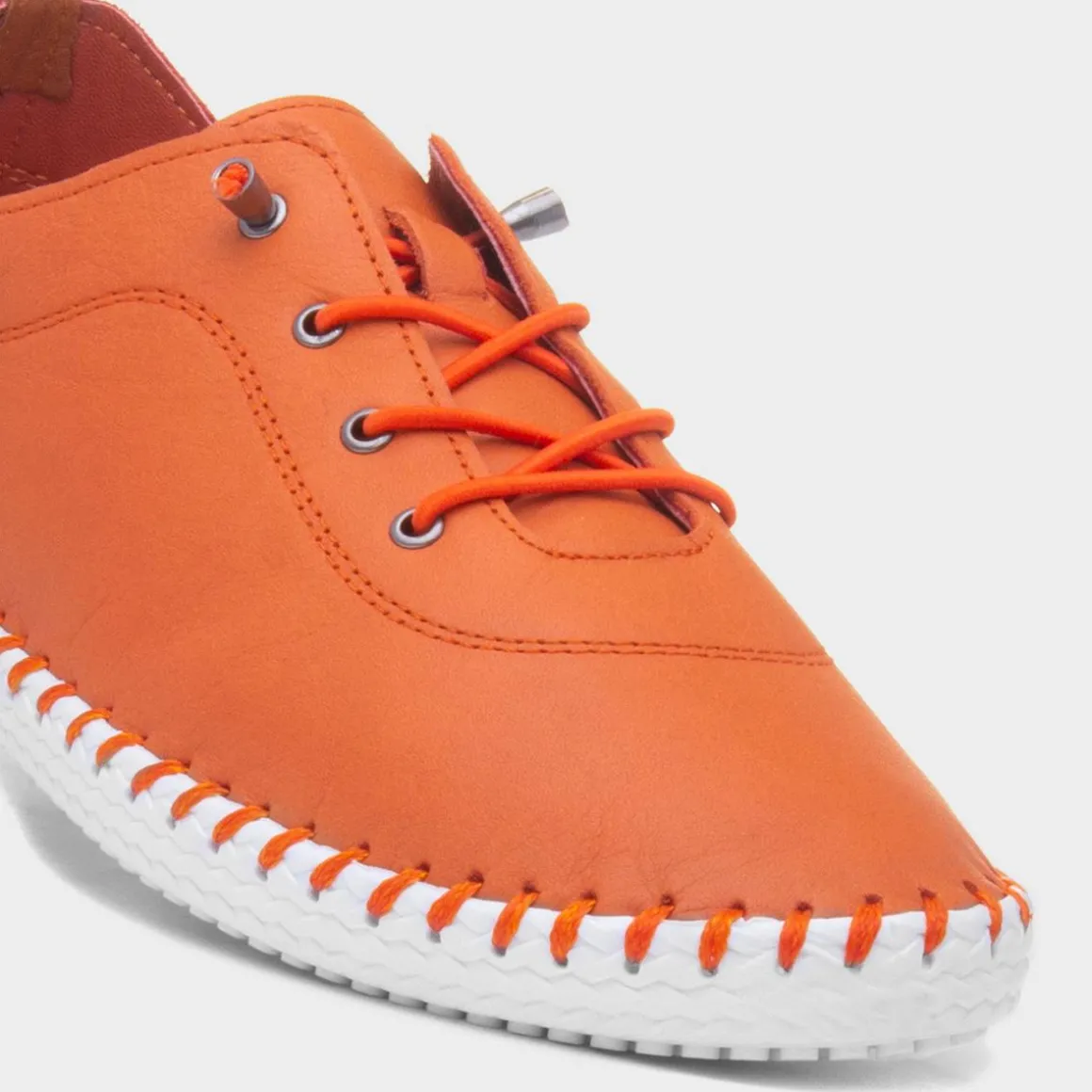 Lunar St Ives Womens Orange Leather Casual Shoe