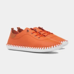 Lunar St Ives Womens Orange Leather Casual Shoe
