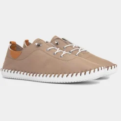 Lunar St. Ives Womens Taupe Leather Casual Shoe