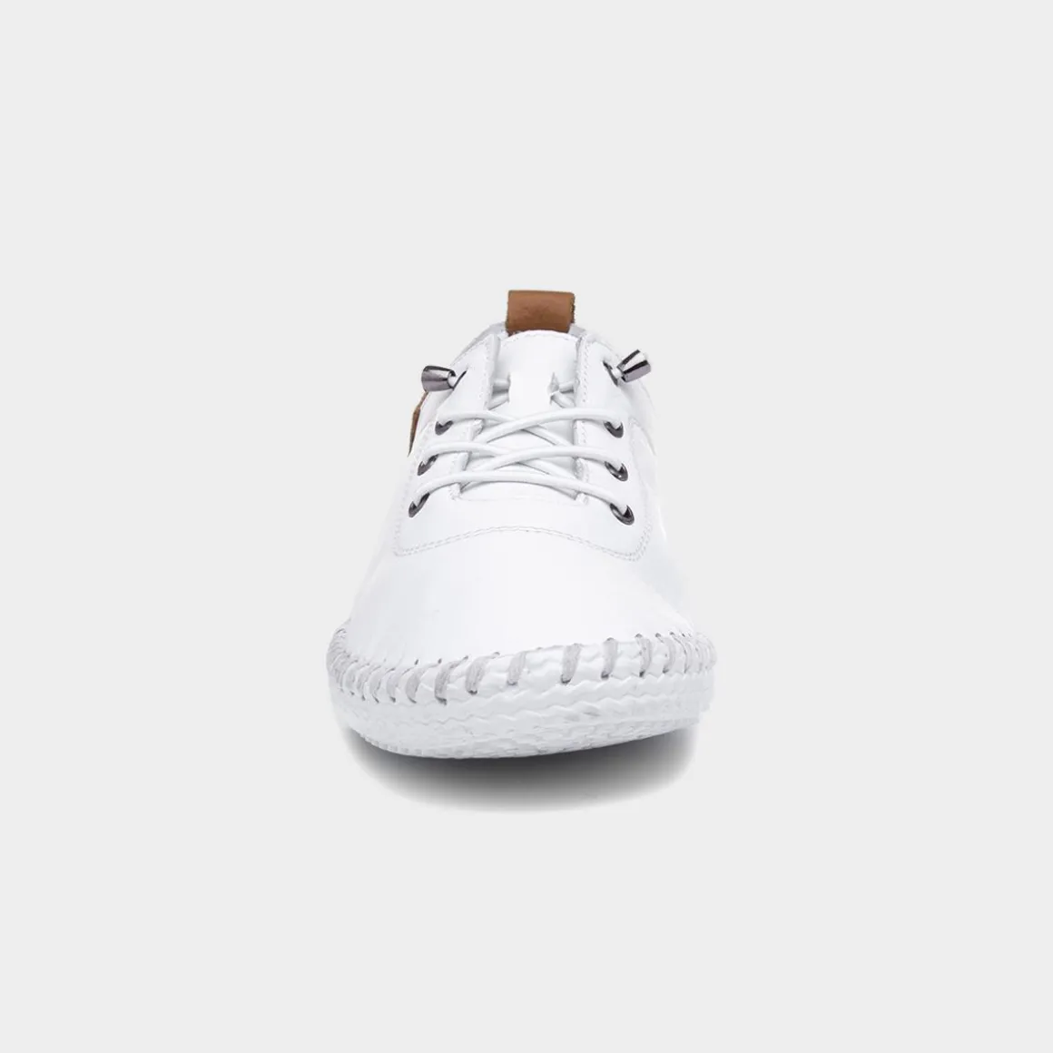 Lunar St Ives Womens White Leather Casual Shoe