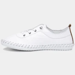 Lunar St Ives Womens White Leather Casual Shoe