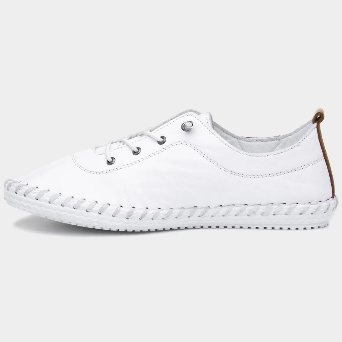 Lunar St Ives Womens White Leather Casual Shoe
