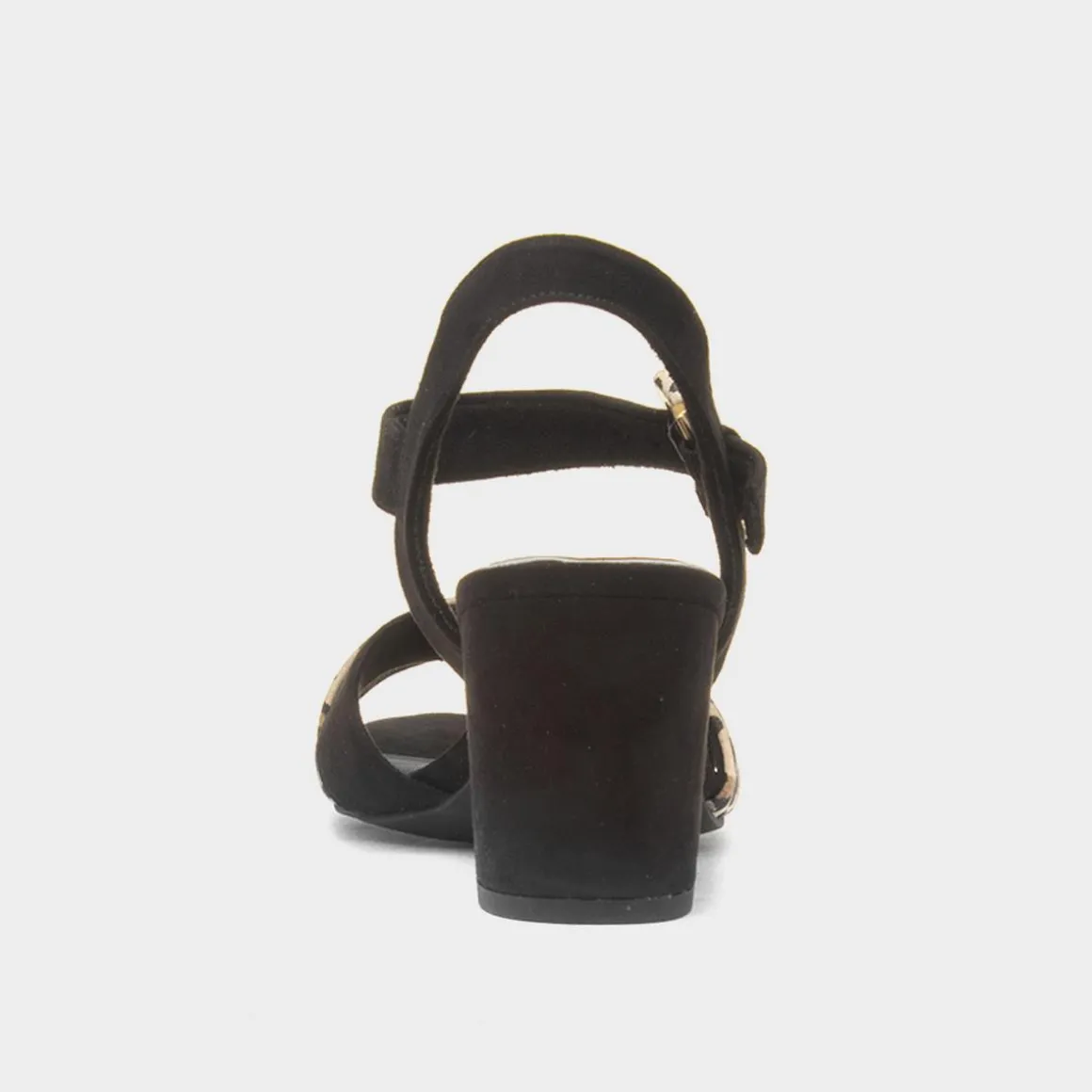 Marco Tozzi Womens Black Leopard Print Buckle Heel