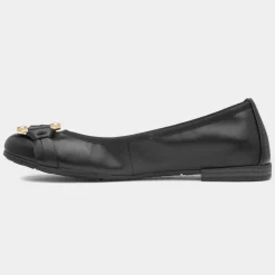 Marco Tozzi Womens Black Leather Ballerina Shoe