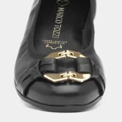 Marco Tozzi Womens Black Leather Ballerina Shoe