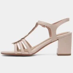 Marco Tozzi Womens Ivory Patent Heart T-Bar Heel