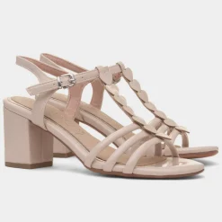 Marco Tozzi Womens Ivory Patent Heart T-Bar Heel