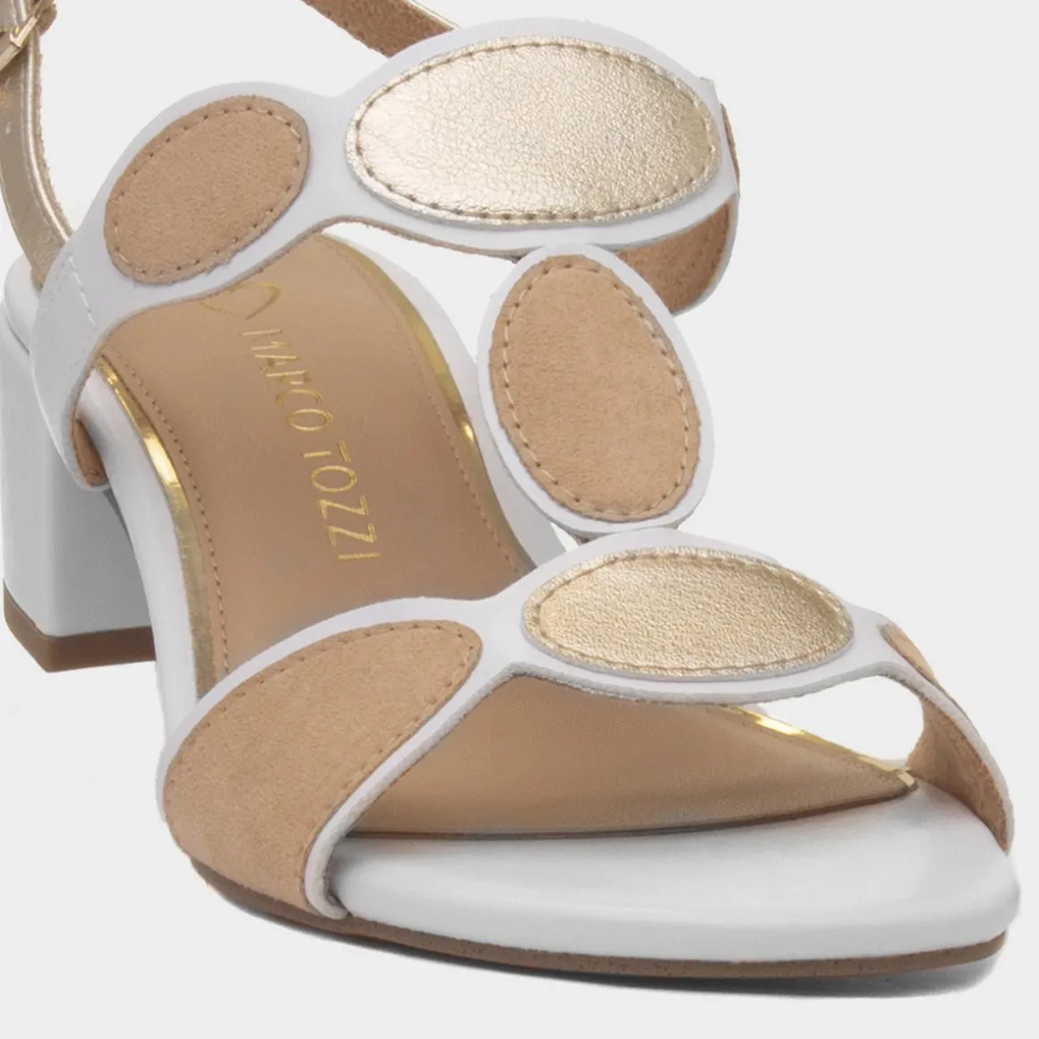 Marco Tozzi Womens White Vegan Heeled Sandal