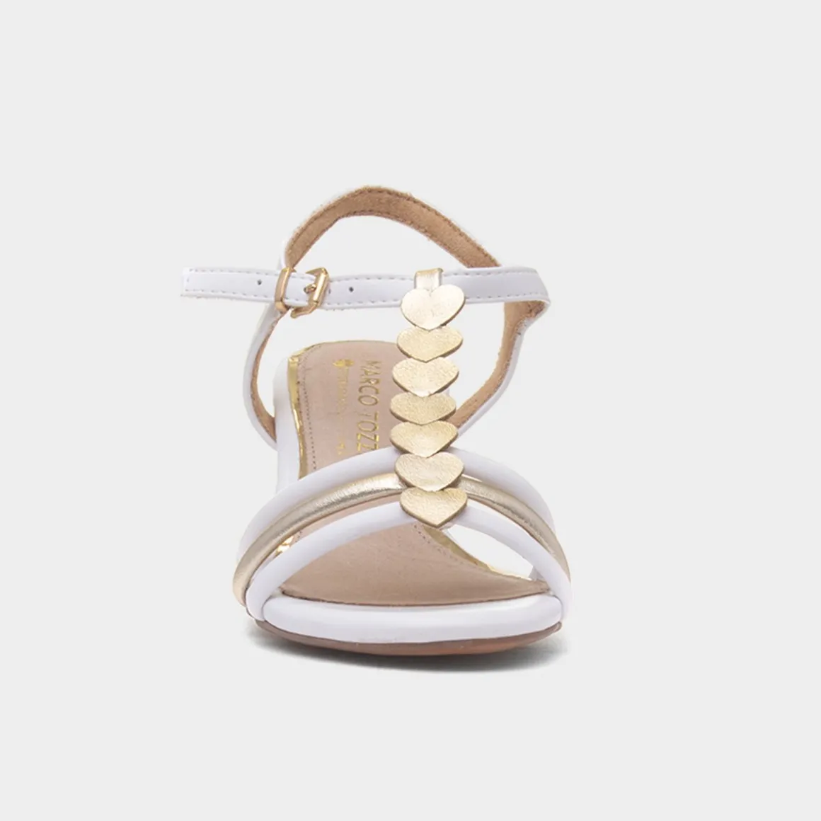 Marco Tozzi Womens White Heart T-Bar Heel