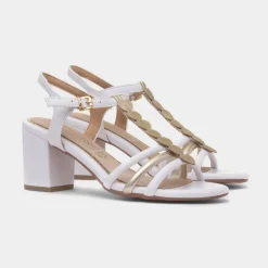 Marco Tozzi Womens White Heart T-Bar Heel