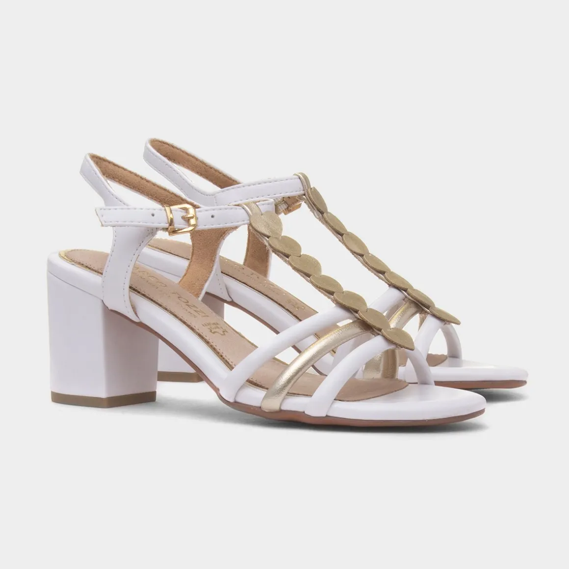 Marco Tozzi Womens White Heart T-Bar Heel