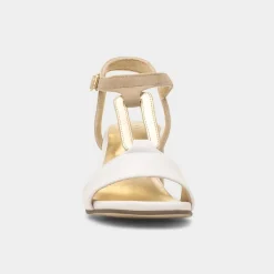 Marco Tozzi Womens White Leather Block Heel