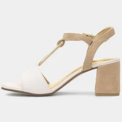 Marco Tozzi Womens White Leather Block Heel