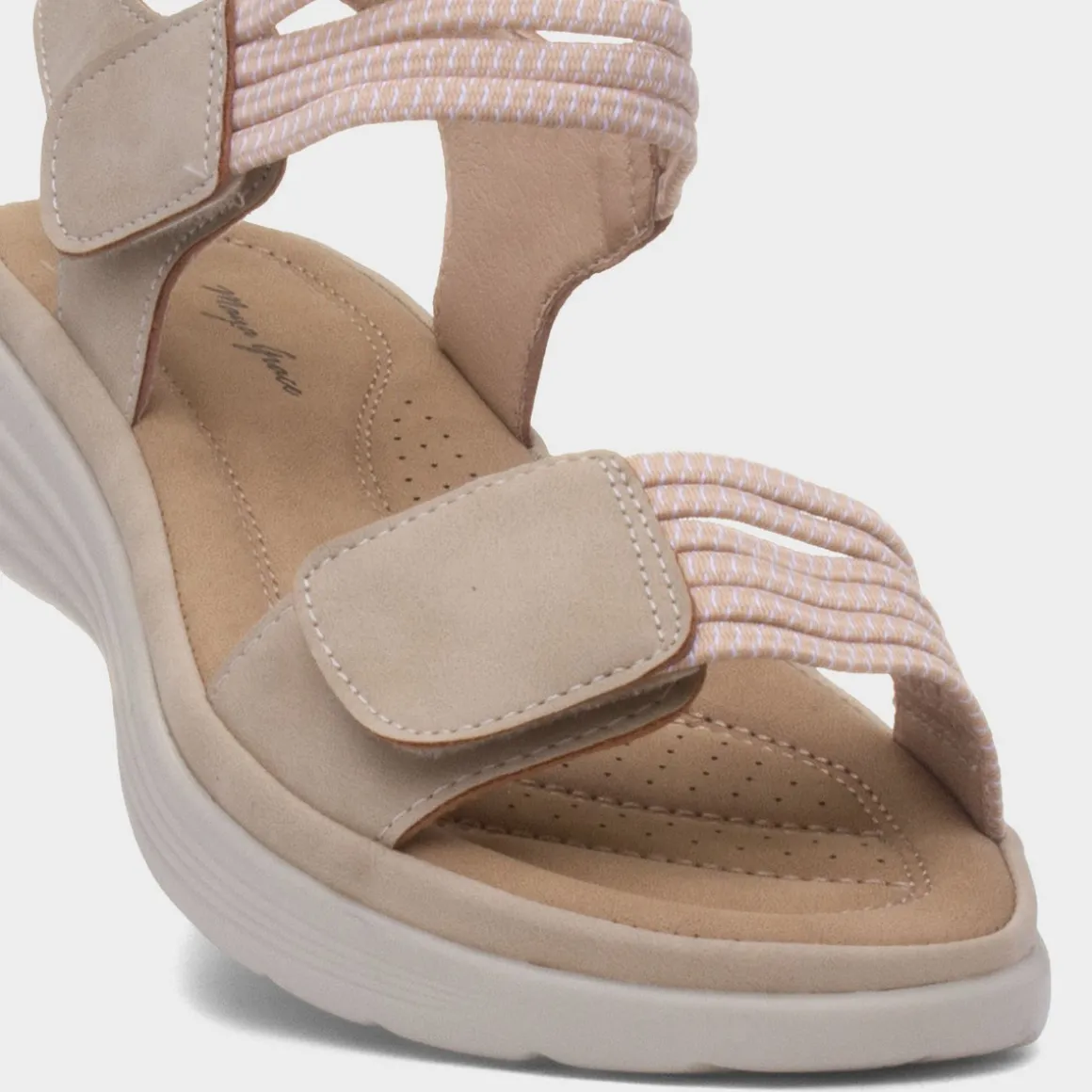 Maya Grace April Womens Beige Easy Fasten Sandal