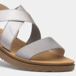 Maya Grace Marlene Womens Pewter Strappy Sandal