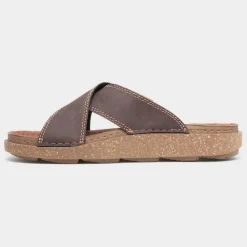 Osaga Aspect Mens Brown Cross Over Mule Sandal