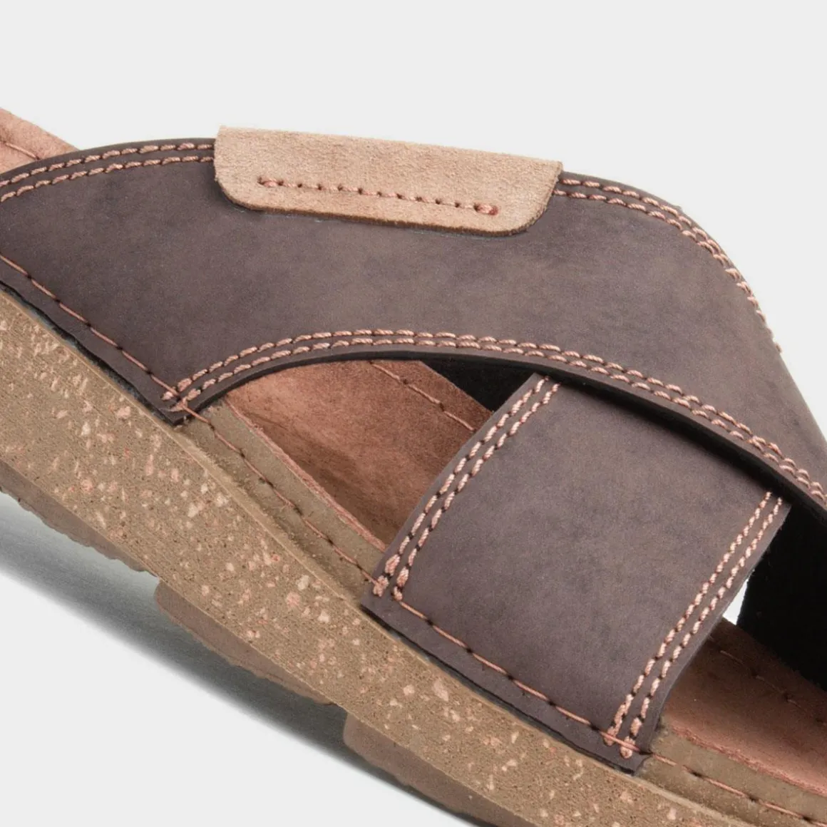 Osaga Aspect Mens Brown Cross Over Mule Sandal