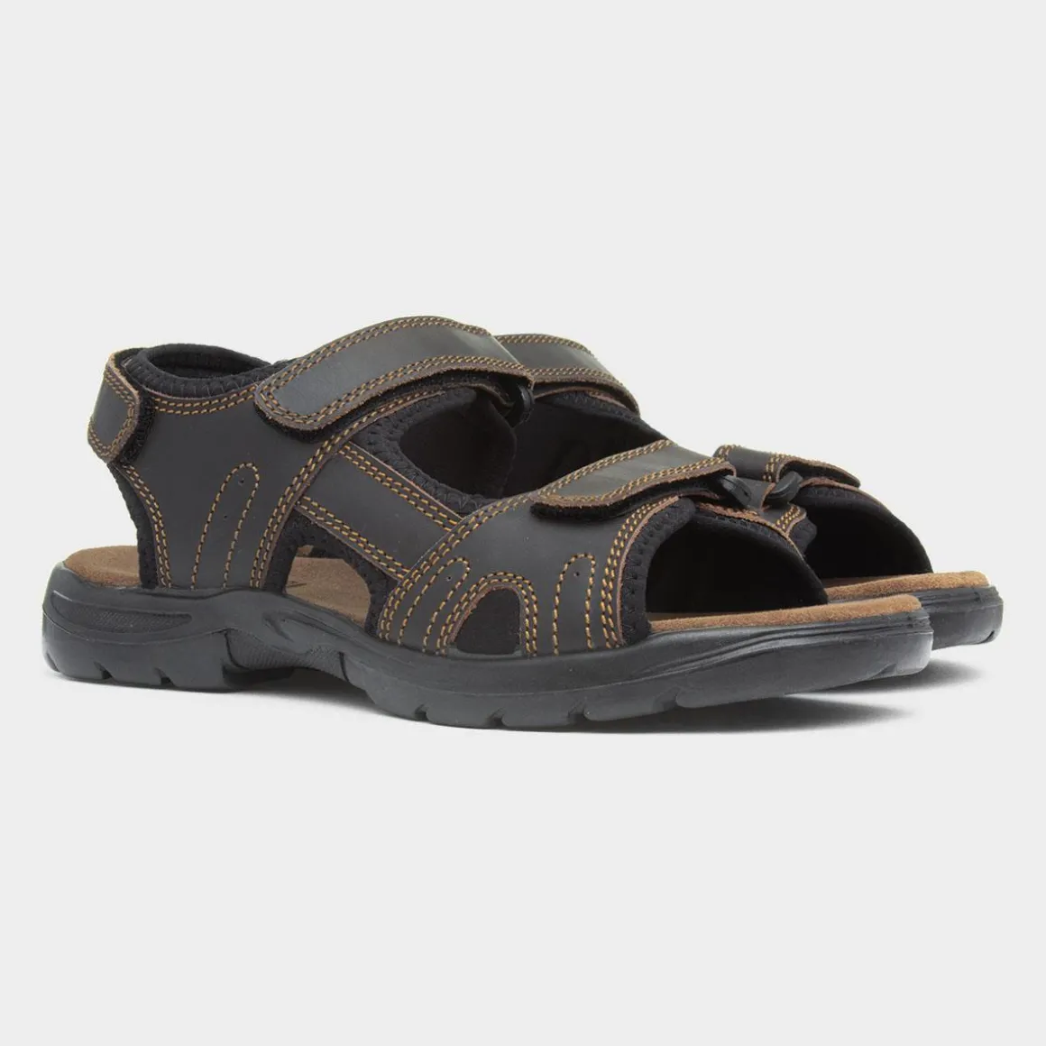 Osaga Bryson Mens Brown Leather Easy Fasten Sandal