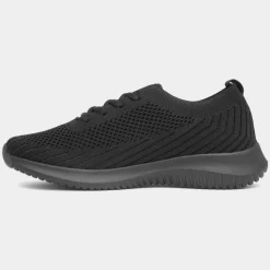 Osaga Star Womens Black Lace Up Knitted Trainer