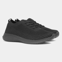 Osaga Star Womens Black Lace Up Knitted Trainer