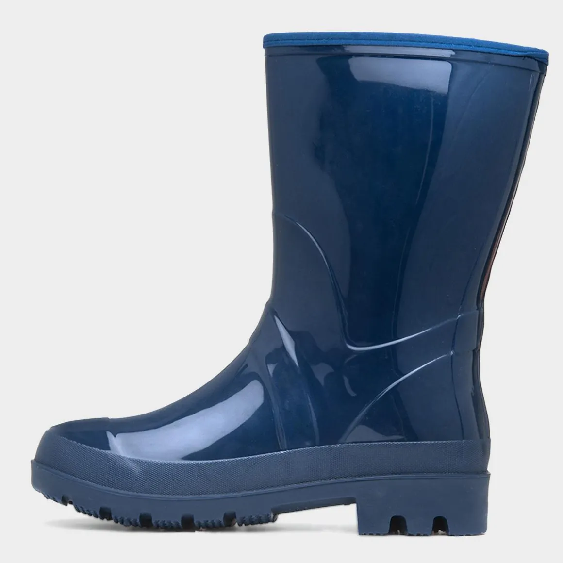 Rainstorm Womens Navy Patent Warm Lined Welly