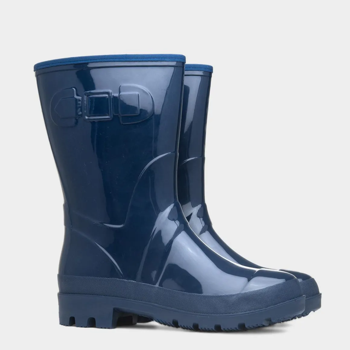 Rainstorm Womens Navy Patent Warm Lined Welly