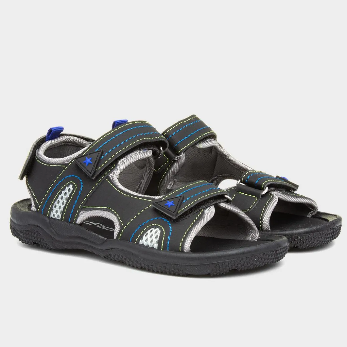 Red Fish Carl Boys Black Easy Fasten Sandal