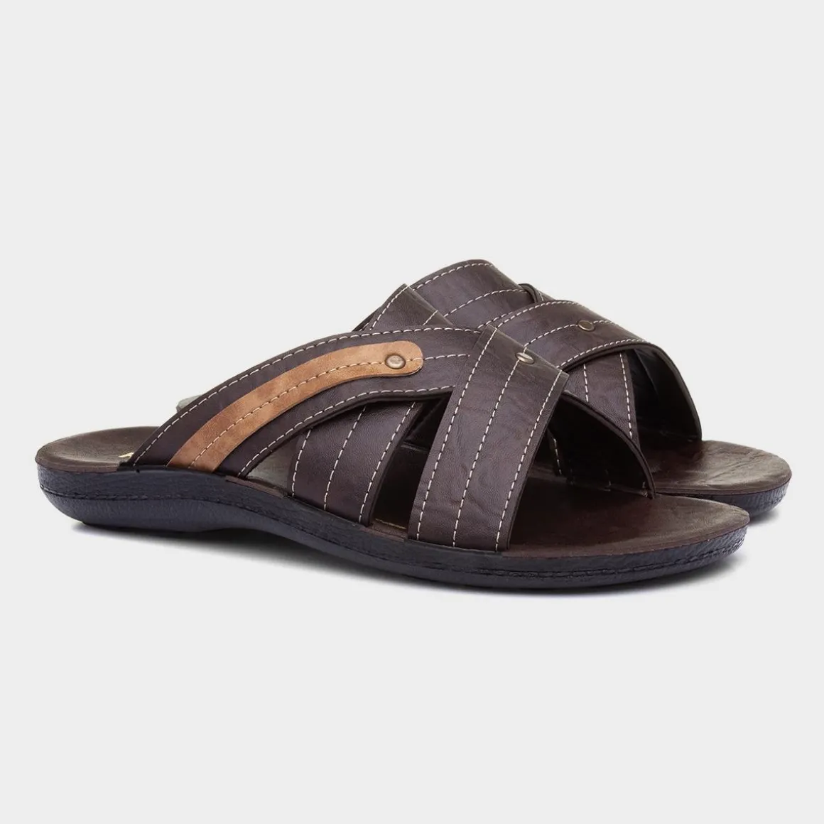 Red Fish Edgar Mens Dark Brown Mule Sandal