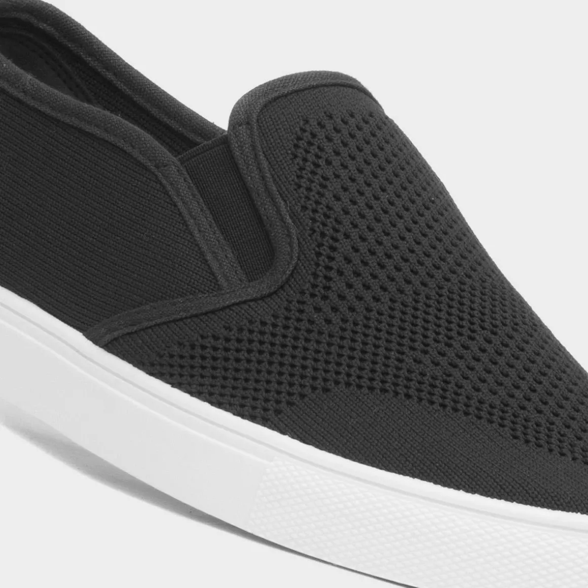 Red Fish Harry Mens Black Knitted Slip On Canvas
