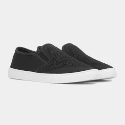 Red Fish Harry Mens Black Knitted Slip On Canvas